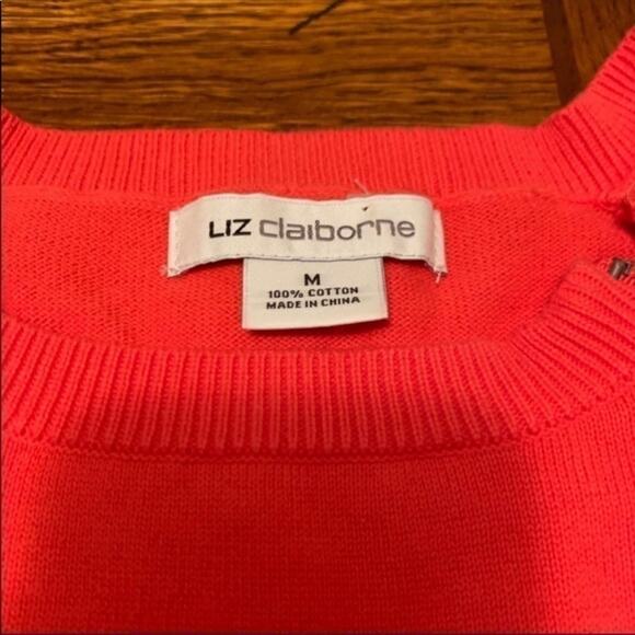 Liz Claiborne Sweater Womens Pink Navy Blue Stripes 3/4 Sleeve Size Medium - Picture 5 of 7